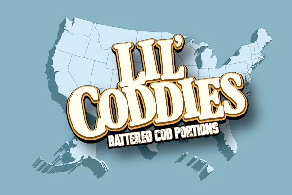 Lil' Haddies Battered Haddock Portions - Nationwide logo with the title floating over a map of the United States